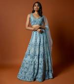 Sky Blue Embroidered Lehenga Set