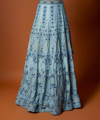 Sky Blue Embroidered Lehenga Set 3