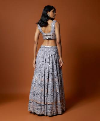 Lilac Mirror Embroidered Lehenga Set 2