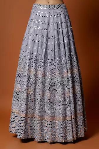 Lilac Mirror Embroidered Lehenga Set
