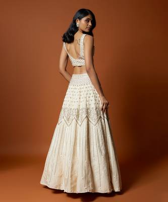 Ivory Gold Embroidered Lehenga Set 2