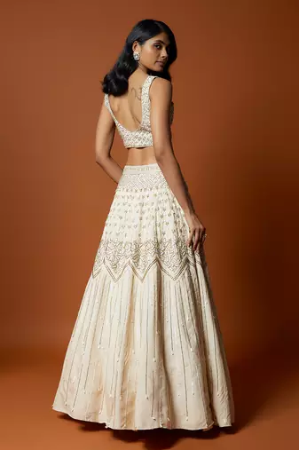 Ivory Gold Embroidered Lehenga Set