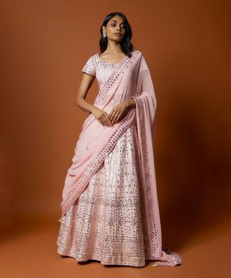 Baby Pink Embroidered Lehenga Set 1