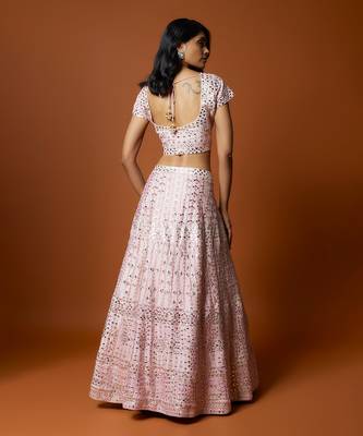 Baby Pink Embroidered Lehenga Set 2