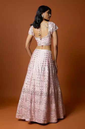 Baby Pink Embroidered Lehenga Set