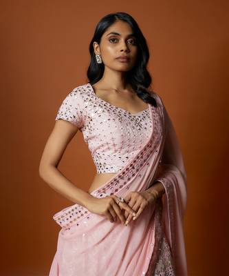 Baby Pink Embroidered Lehenga Set 4