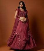 Red Embroidered Lehenga Set