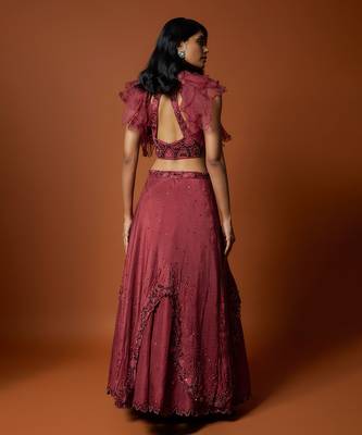 Red Embroidered Lehenga Set 2