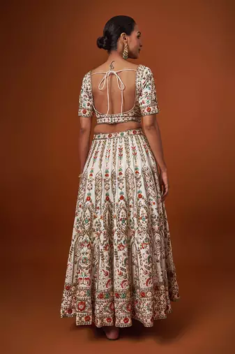 Ivory Embroidered Lehenga Set