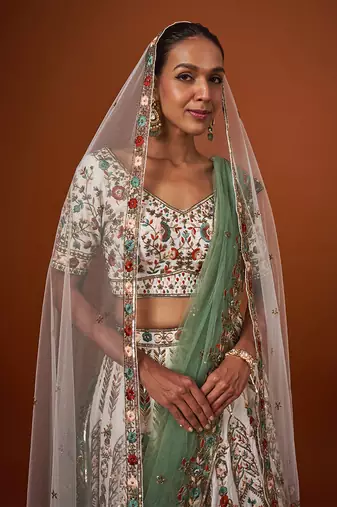 Ivory Embroidered Lehenga Set