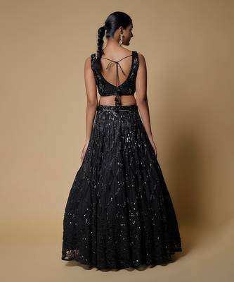 Black Embroidered Lehenga Set 2