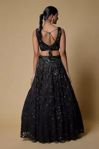 Black Embroidered Lehenga Set