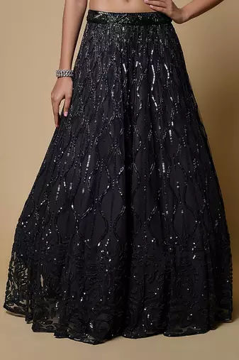 Black Embroidered Lehenga Set