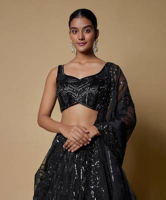 Black Embroidered Lehenga Set 4