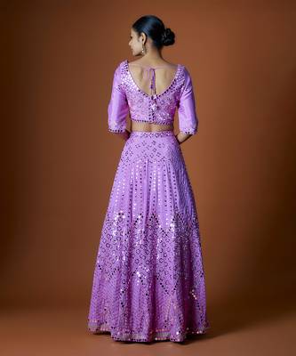 Ultra Pink Mirror Embroidered Lehenga Set 2