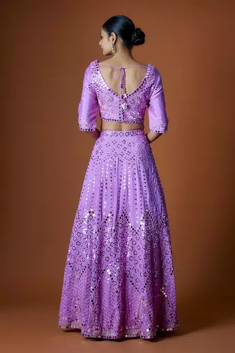 Ultra Pink Mirror Embroidered Lehenga Set