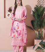 pink cotton digital printed dress material