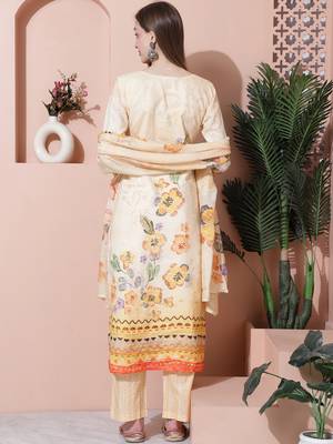 yellow cotton digital printed dress material 2