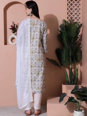 off white cotton digital printed dress material 3