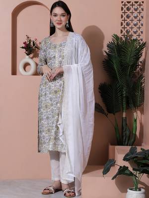 off white cotton digital printed dress material 4