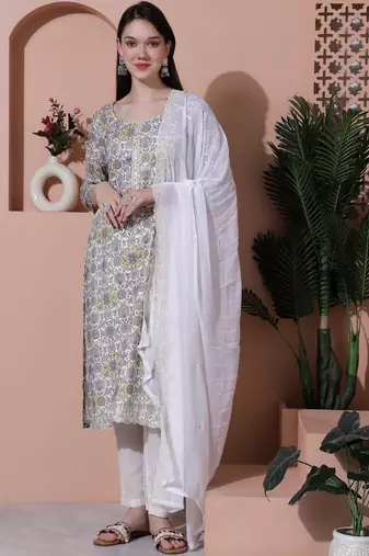 off white cotton digital printed dress material