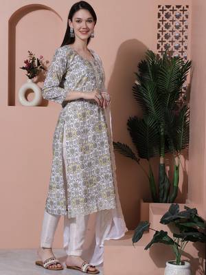 off white cotton digital printed dress material 5