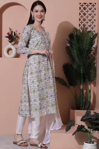 off white cotton digital printed dress material