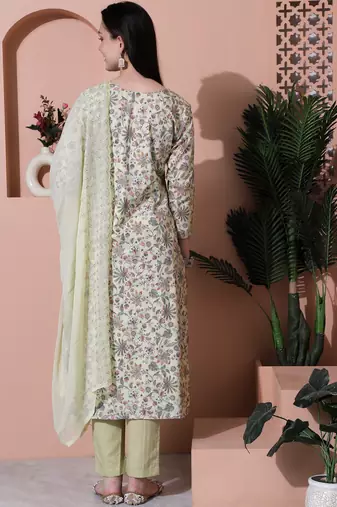 green cotton digital printed dress material