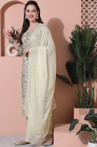 green cotton digital printed dress material
