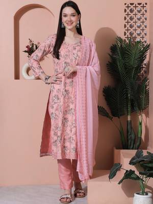 pink cotton digital printed dress material 1