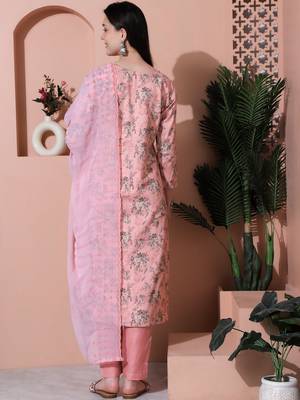pink cotton digital printed dress material 2