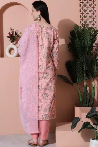 pink cotton digital printed dress material