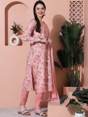 pink cotton digital printed dress material 3