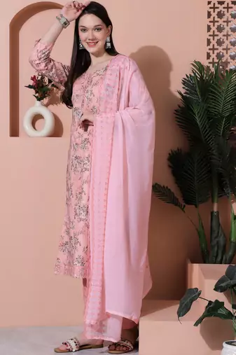 pink cotton digital printed dress material