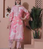 pink cotton digital printed dress material