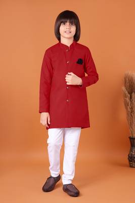 Kids Traditional Ethnic Wear Indo Western Kurta Pajama Set for Boy's 1