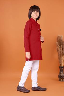 Kids Traditional Ethnic Wear Indo Western Kurta Pajama Set for Boy's 2