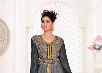 Black & White color Handmade Moroccan Kaftan with hijjab 2