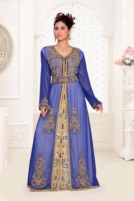 Royal Blue Georgette Zari Work Kaftan for Occasions 1