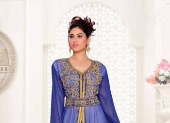 Royal Blue Georgette Zari Work Kaftan for Occasions 2