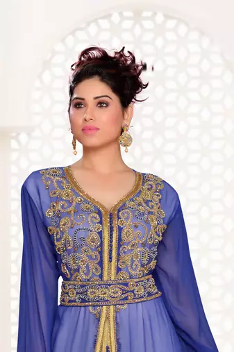 Royal Blue Georgette Zari Work Kaftan for Occasions