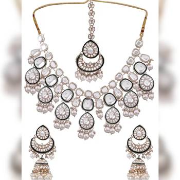 Indian bollywood  tradtional gold plated bridal kundan choker wedding earring necklace jewellery set 2