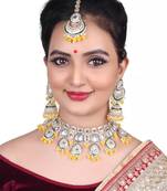 Indian bollywood  tradtional gold plated bridal kundan choker wedding earring necklace jewellery set
