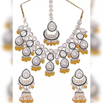 Indian bollywood  tradtional gold plated bridal kundan choker wedding earring necklace jewellery set 2