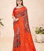 Sangam Prints Red Silk Woven Work Traditional Saree