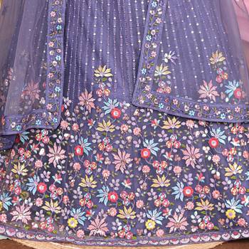 Lavender Butter Net Sequins Embroidered Designer Wedding Lehenga Choli 6