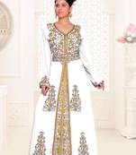 Off-White & White color luxurious Handmade Moroccan Kaftan with hijjab