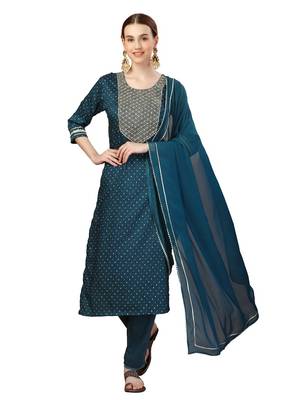 Beautiful Morpich Embroidered Kurta set 1
