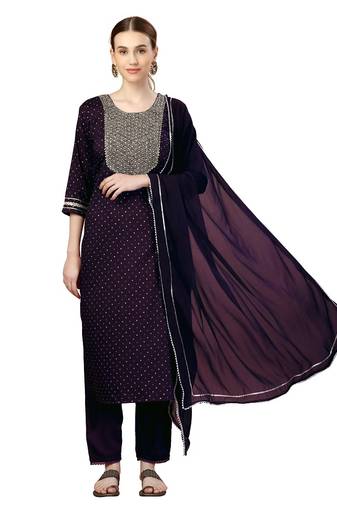 Purple Embroidered Kurta set