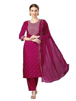 Beautiful Embroidered Rani Kurta set 1
